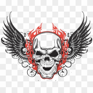Tattoo Art Skull Flying Human Symbolism Skulls Clipart - Skull And Wings Tattoo, HD Png Download