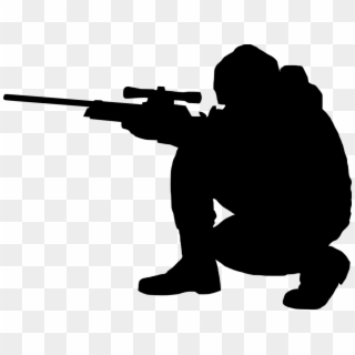Machine Gun Clipart Sniper - Silhouette Of A Sniper, HD Png Download
