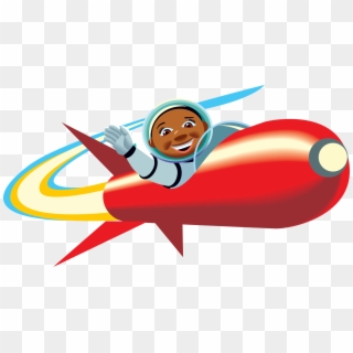 Cartoon Red Space Shuttle Clipart - Astronaut In Rocket Clipart, HD Png Download