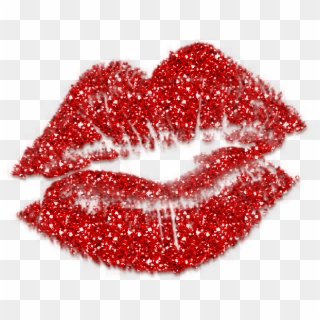 Kisses Clipart Glitter - Glitter Red Lips Clip Art, HD Png Download