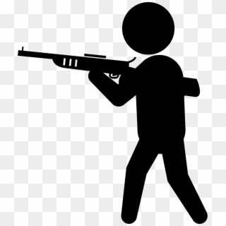 Criminal With Big Gun Silhouette Comments - Stickman Holding A Gun, HD Png Download