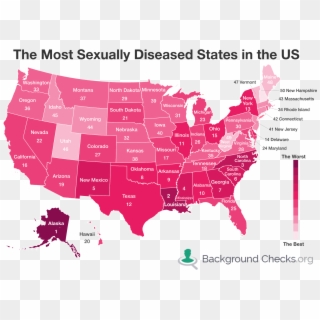 The Most And Least Sexually Diseased States In The - States With Highest Std Rates 2017, HD Png Download