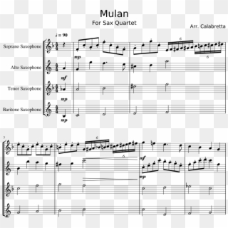Mulan For Sax Quartet - Undertale Medley Alto Sax, HD Png Download