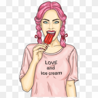 Girl Eating Ice Cream Png, Transparent Png