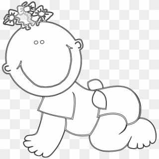 Baby Girl Crawling Outline Svg Clip Arts 594 X 599, HD Png Download