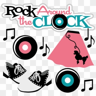 Jpg Rock Around The Clock Svg Scrapbook Files - 50's Sock Hop Clip Art, HD Png Download