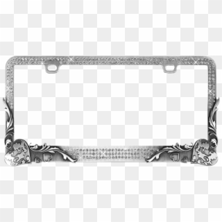 Vintage Heart Crystals On Stainless Gun Metal License - License Plate Frames With Wings, HD Png Download