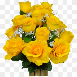 Yellow Roses With Vase, HD Png Download