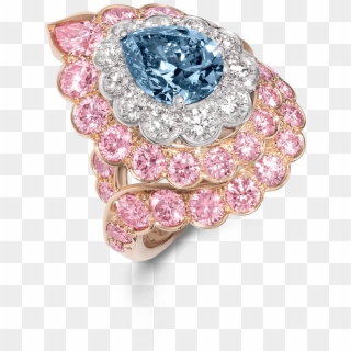 Blue Diamond And Pink Diamond Ring - Engagement Ring, HD Png Download