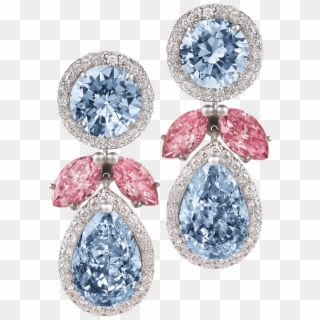 Natural Fancy Intense Blue And Pink Diamond Earrings - Diamond, HD Png Download