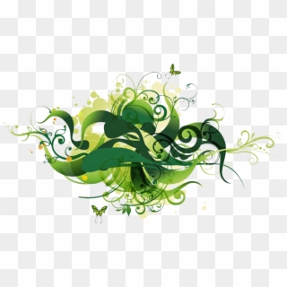 Green Floral Vector - Vector Green Swirls, HD Png Download