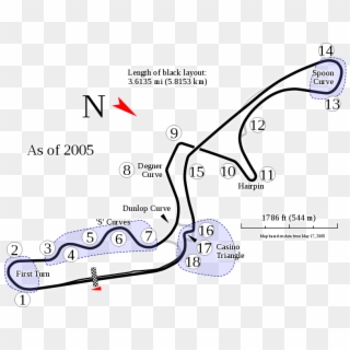 Suzuka Map From Wikipedia - Circuit Formule 1 Suzuka, HD Png Download