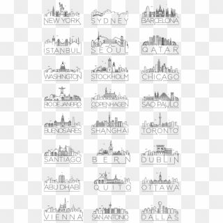 Minimal Typographic City Skyline Designs - Line Drawing Of World City Skylines, HD Png Download