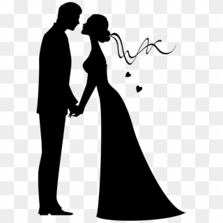 Bride And Groom Kissing Silhouette, HD Png Download