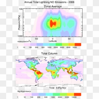 Emissions Of No From Lightning For - Map, HD Png Download