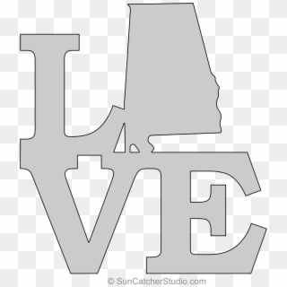 Alabama Love Map Outline Scroll Saw Pattern Shape State - Cross, HD Png Download