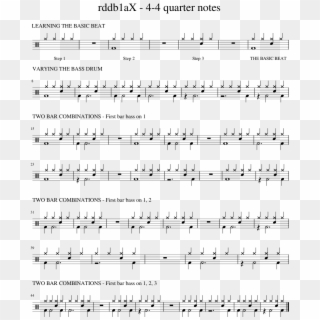 4-4 Quarter Notes Sheet Music 1 Of 1 Pages - Sheet Music, HD Png Download