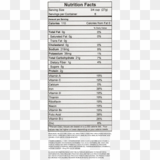 Nutrition Facts On Cereal, HD Png Download