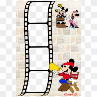 Convite Ou Frame Mickey Cinema Convitex Minnie Mouse - Coloriage Mickey Et Minnie, HD Png Download