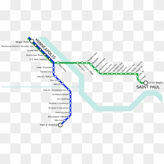 Metro Light Rail Lines Only - Minneapolis Light Rail Map, HD Png Download