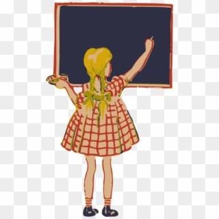 Arbel Blackboard Learn Computer Icons Teacher School - Girl On Blackboard Clip Art Black And White, HD Png Download