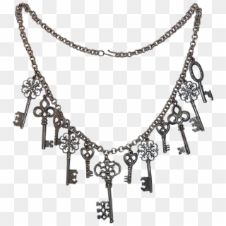 Silver Tone Skeleton Keys Costume Bib Necklace From - Necklace, HD Png Download