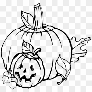 Fall, Pumpkin, Outline, Drawing, Jack, Leaf - Pumpkin Clip Art, HD Png Download