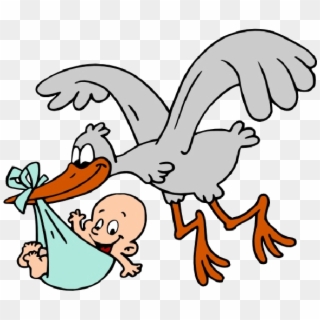 Stork With Baby Clipart Stork Carrying Ba Boy Cartoon - Stork Carrying Baby Clipart, HD Png Download