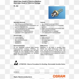 450nm Laser Diode - Application Of Laser Diode, HD Png Download