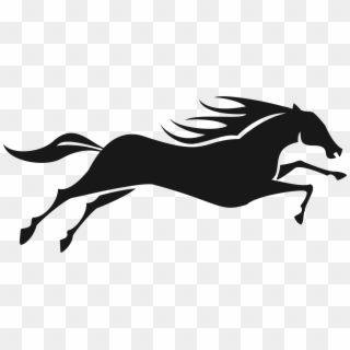 Mustang Horse&rider Equestrian Silhouette Running - Running Horse Vector, HD Png Download