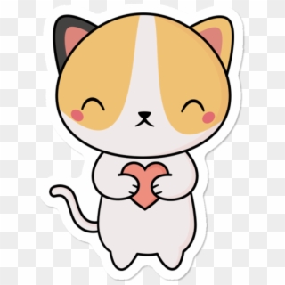 Kawaii Cute Cat With A Heart - Cuteness, HD Png Download