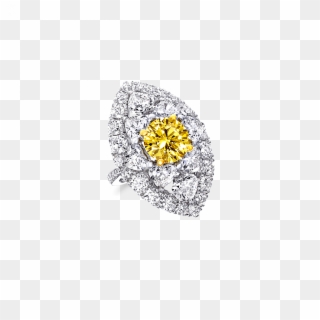 A Graff Ring Featuring A Fancy Vivid Yellow Round Diamond - Yellow Diamond Jewelry Graff, HD Png Download