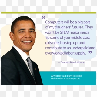 Hour Of Code Resources - Barack Obama Code Org, HD Png Download