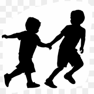 #silhouette #boys #kids #children #freetoedit - Boys Running Silhouette, HD Png Download