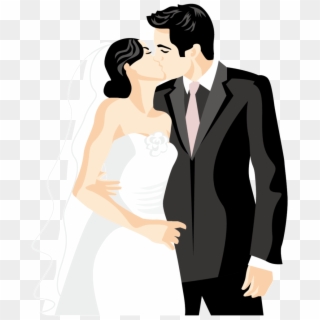 Cartoon Silhouette Hand Drawn Wedding Png Free Picture - Beijo Casal Noivos Png, Transparent Png
