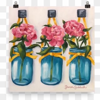 Art Print Pretty Pink Peonies Bottles & Blooms Series, HD Png Download