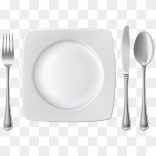Free Png Download Plate Spoon Knife And Fork Clipart - Plate Spoon And Fork Top View, Transparent Png