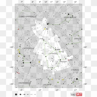 Sky Chart Of The Constellation Cepheus The King - - Cepheus Constellation Map, HD Png Download
