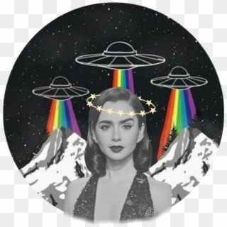 Lilycollins Sticker - Ufo Rainbow Alien, HD Png Download