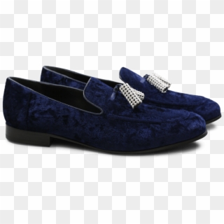 Loafers Claire 10 Velvet Navy Tassel Stones - Slip-on Shoe, HD Png Download