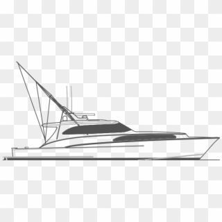 Fishing Boat Clipart Line Art - Yacht, HD Png Download