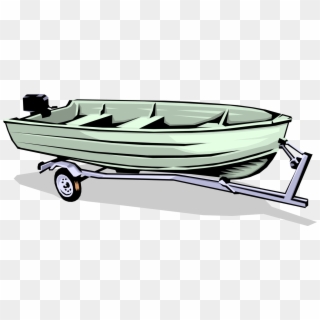 Vector Illustration Of Motorboat Aluminum Fishing Boat - Boat On Trailer Clipart, HD Png Download