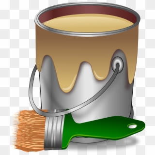 Paint, Color, Brush, Painter, Bucket, Tub, Pail - Paint Bucket And Brush, HD Png Download