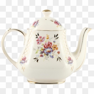 Sandler English Pottery Teapot Vintage Pink Roses Blue - Teapot, HD Png Download