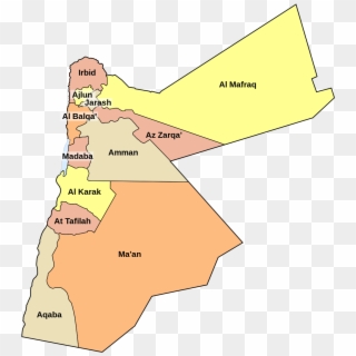 1050px-jordan Governorates Named - Map Of Jordan Governorates, HD Png Download