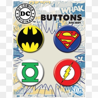 Dc Comics Originals Justice League Logo Button Set - Superman, HD Png Download