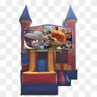 Combo Castle Front Slide Zootopia $150 - Bounce House, HD Png Download