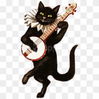 Free Png Download Vintage Cat Playing Banjo Png Images - Cat Vintage, Transparent Png