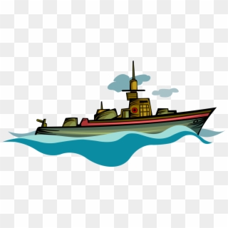 Vector Illustration Of Navy Battleship Sailing Vessel - Boat, HD Png Download