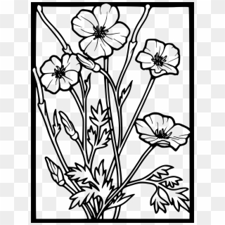 Clip Freeuse Download Public Domain Clip Art Image - Poppies Clipart Black And White, HD Png Download